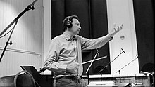 Thierry Malet conducting the City of Prague Philharmonic Orchestra at Smecky Studio (Prague)