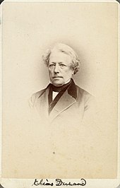 Monochromatic portrait photograph of Elias Durand