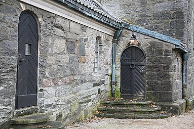 Side doors and details of Gjerpen church