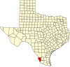 State map highlighting Zapata County