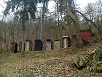 Row of outhouses