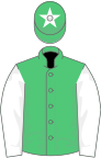 Emerald green, white sleeves, emerald green cap, white star