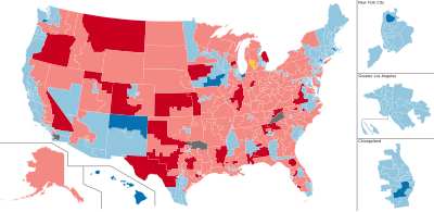 Color coded map of 2020 House of Representatives races