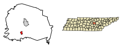 Location of Doyle in White County, Tennessee.