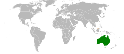 Map indicating locations of Australia and Brunei