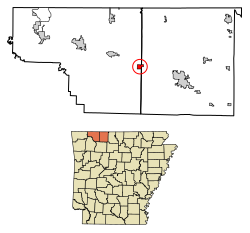 Location of Alpena in Boone County and Carroll County, Arkansas.