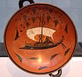 The Dionysus Cup, a sixth-century BC kylix with Dionysus sailing with the pirates he transformed to dolphins