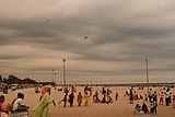 G-18. (Kite flying) Flying kites on Allepy Beach, Kerala.
