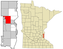 格兰特在华盛顿县及明尼苏达州的位置（以红色标示）
