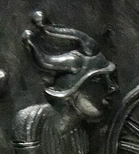 Horned helmet figure on plate C of the Gundestrup cauldron (2nd–1st century BC).