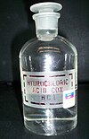 A bottle of hydrochloric acid