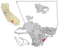 喜瑞都位於加利福尼亞州洛杉磯縣的位置