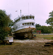 the "last run" of the MS Keenora, being dragged into position at Selkirk Park (1973)