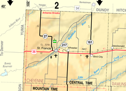 堪薩斯州運輸部（英語：Kansas Department of Transportation）的夏安郡地圖（圖例）