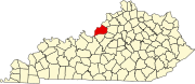 Map of Kentucky highlighting Jefferson County