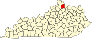 Map of Kentucky highlighting Pendleton County