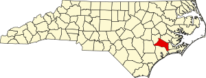 Map of North Carolina highlighting Jones County