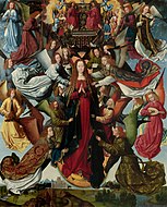 圣路济亚传说的大师（英语：Master of the Legend of Saint Lucy）的《天国王后玛丽亚》（Mary, Queen of Heaven），201.5 × 163.8cm，约作于1485－1500年，来自山缪·亨利·卡瑞斯的收藏。[17]