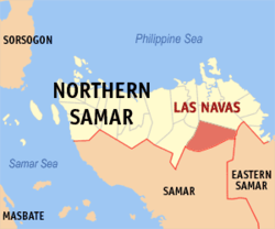 Map of Northern Samar with Las Navas highlighted