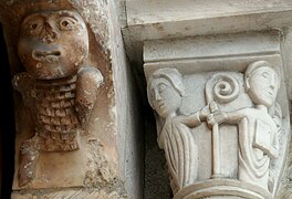 Detail of the Romanesque portal of the Church of Notre-Dame