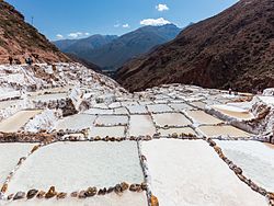 Salineras (salt evaporation ponds) in Maras, Peru