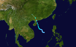 輕度颱風王峰的路徑圖