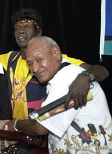 Burarrwanga (left) with Seaman Dan (right) in 2002