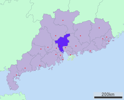广州市在中国广东省的地理位置