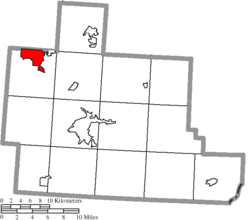 Location of Nelsonville in Athens County