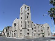 The First Baptist Church was built in 1923 and is located at 302 W. Monroe St.. The First Baptist Church is an Italian Gothic design by Phoenix architectural firm Fitzhugh & Byron. It was badly damaged by fire in 1980 and has been abandoned since. the structure is listed in the National Register of Historic Places. (NRHP)