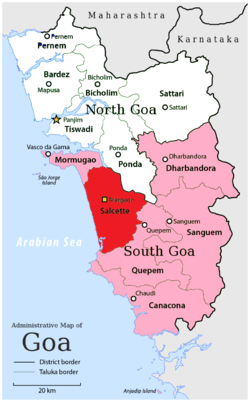 Location of Salcete in South Goa, Goa