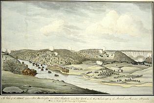 A View of the Attack against Fort Washington and Rebel Redouts near New York on November 16, 1776 by the British and Hessian Brigades Watercolor by Thomas Davies