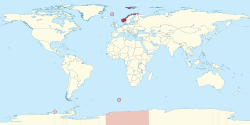 挪威王國及其海外組成部分和領地：斯瓦爾巴、揚馬延、布韋島、彼得一世島和毛德皇后地