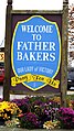 Welcome sign for Fr. Baker's basilica and parish.