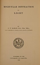 Title page to Raman's Molecular Diffraction of Light (1922)