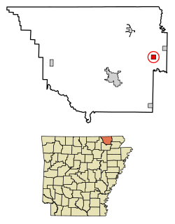 Location of Biggers in Randolph County, Arkansas.