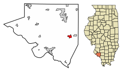Location of Steeleville in Randolph County, Illinois.