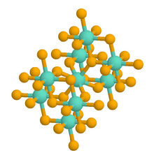 A ball-and-stick chemical model of a rutile crystal