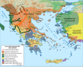 Roman Republic (509-27 BC), Antigonid dynasty of Macedonia (294-288/ 277-274/ 272-168 BC), Aetolian League (370-188 BC), Achaean League (280-146 BC), Kingdom of Pergamon (282-129 BC), Hellenistic Rhodes (334-164 BC) and Seleucid Empire (312-63 BC) in 200 BC.