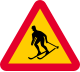 瑞典的注意滑雪者标志