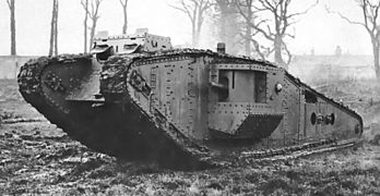 A British Mark IV tank with Tadpole Tail.