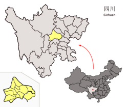 成都市的地理位置（黃色部分）