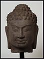7th century Mon/Dvaravati sandstone head of Buddha. Front.