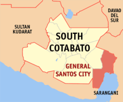Map of South Cotabato with General Santos highlighted
