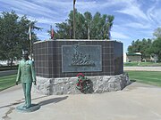 The Ira H. Hayes Monument located in the Mathew B. Juan-Ira H. Hayes Veterans Memorial ParK.