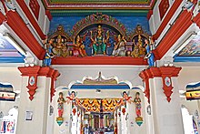 Sri Mariamman Temple main hallway and altar.