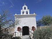 Mortuary Chapel in the compounds of the Mission San Xavier del Bac which was rebuilt 1783-1797. This small chapel is just to the west of the Mission San Xavier del Bac's front entrance. It is located at 1950 West San Xavier Rd.. It houses statues of saints as well as candles used for special prayers. It was listed in the National Register of Historic Places in 1966, ref.: #66000191.