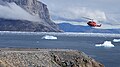 Air Greenland Bell 212 helicopter approaching helipad
