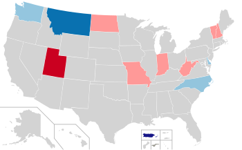 Color coded map of 2020 gubernatorial races