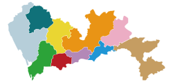 Bao'an District (the leftmost, highlighted in mint) within Shenzhen